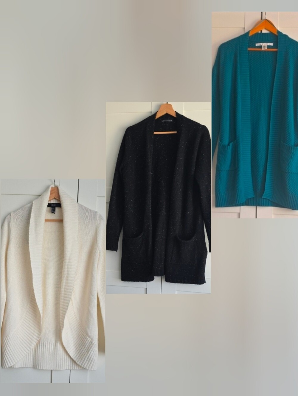 Open-Front Cardigan Sweater BUNDLE  - Teal, Black, Cream M,XS,S